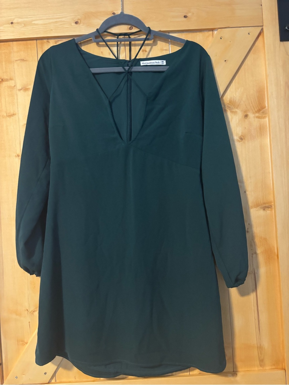 Abercrombie & Fitch Key Hole Front Long Sleeve Mini Dress Emerald Green‎ MP
